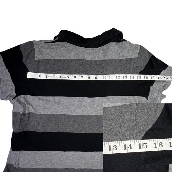 Venezia Lane Bryant Ladies Striped Collared T-Shirt Black Gray White Size 14-16 - Picture 10 of 13